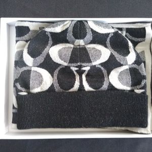 Coach Accessories - Black Knitted Coach Beanie and Scarf Coach Accessories - Black Knitted Coach Beanie and Scarf